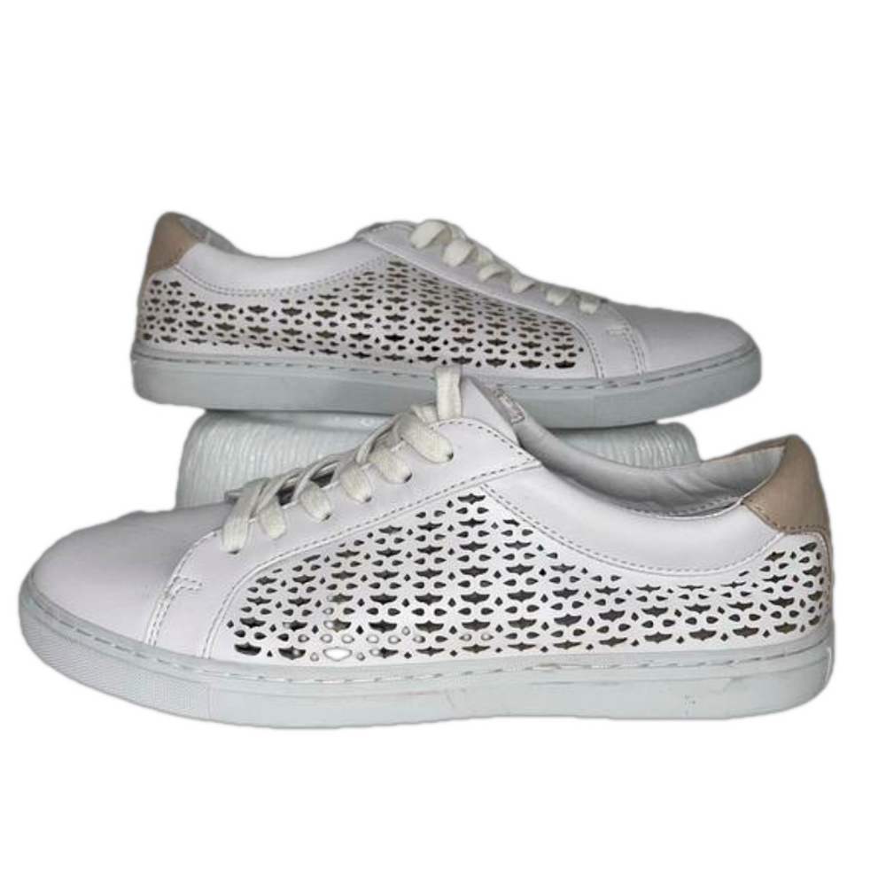 ZARA Basic Die-Cut White SNEAKERS wedding shoe summer lightweight tan 38 7.5